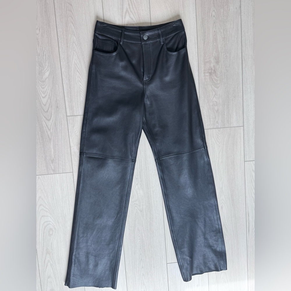 H&M Black Leather Pants US2